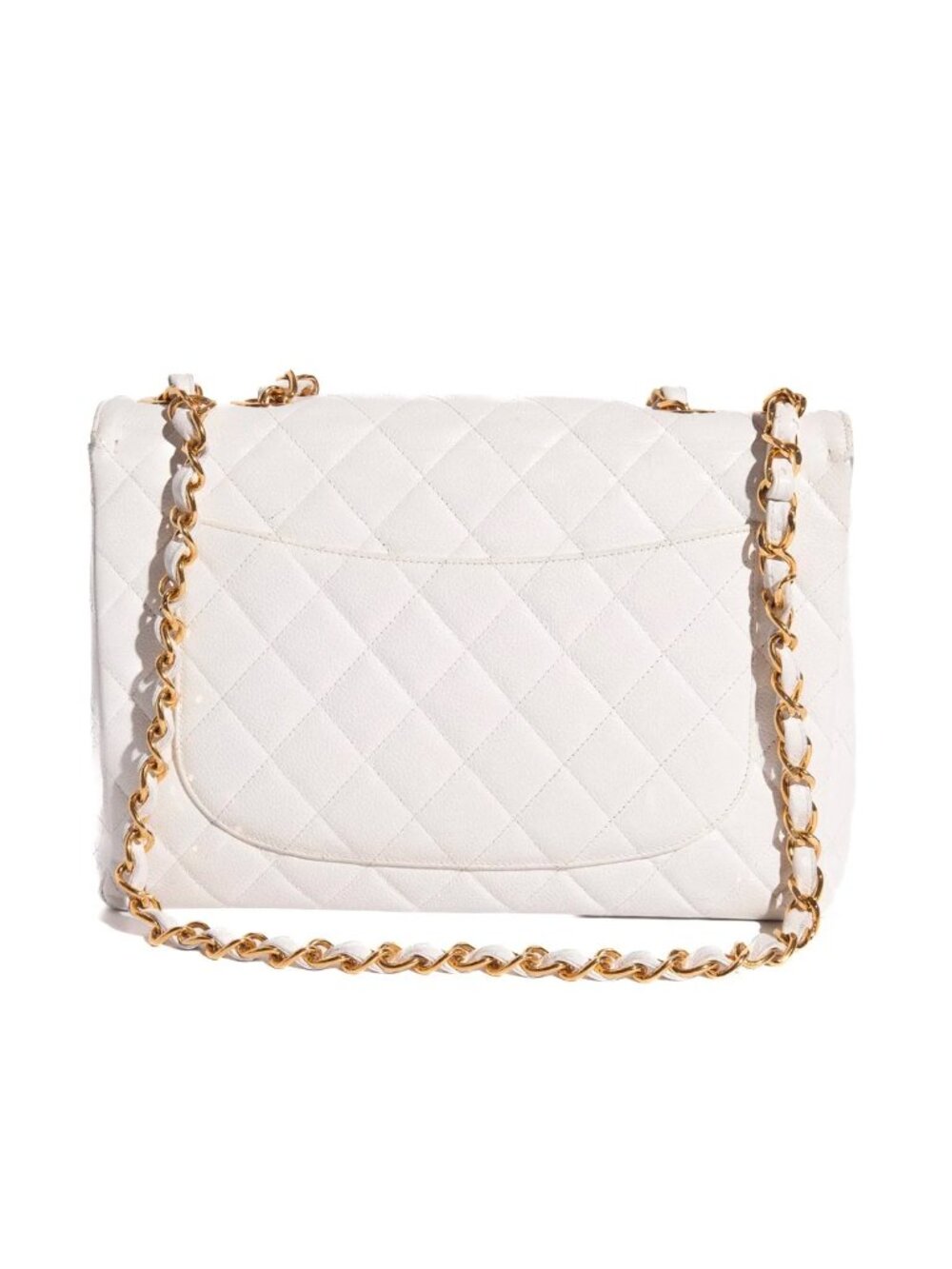 CHANEL Classic White Classic Flap Handbag, Caviar, 24k Hardware, 1997 era - Picture 5 of 17